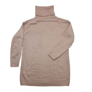 SHEIN Womens Beige XS Long‎ Sleeve Knit Turtleneck Sweater Dress Mini